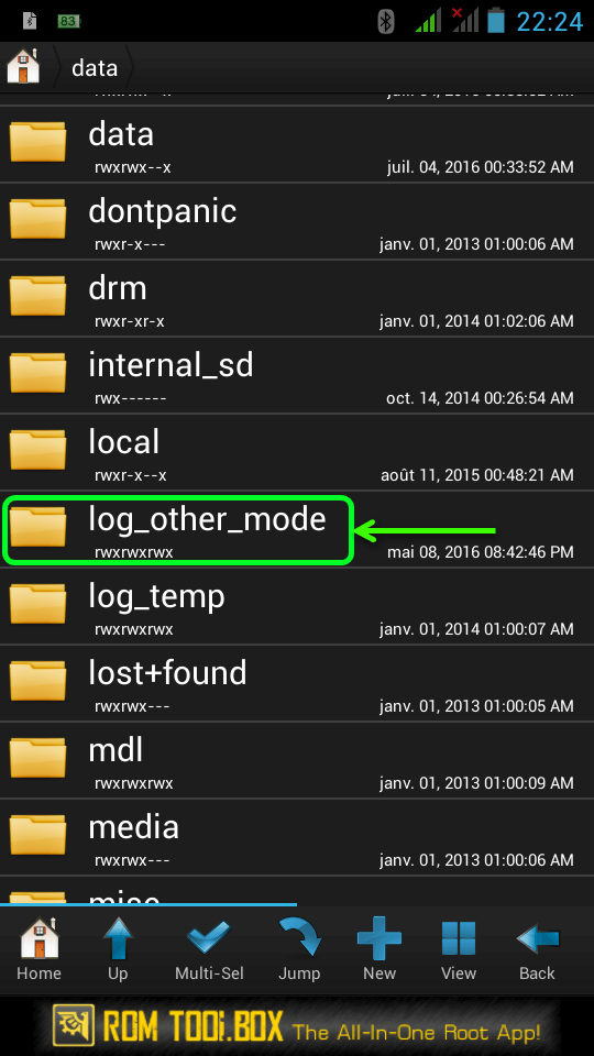 répertoire data/log_other_mode -augmenter stockage smartphone android
